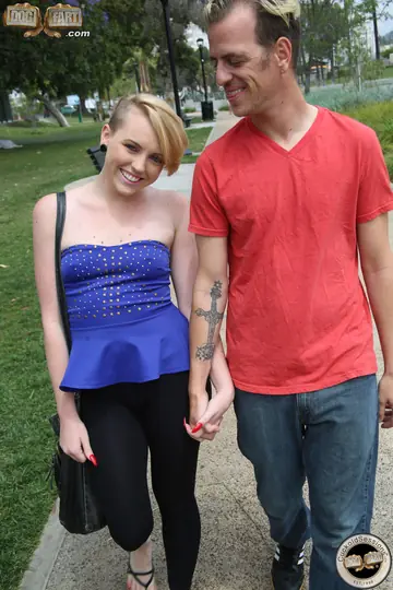 Short-Haired Blonde in Glasses Takes Two BBCs Outdoors for Her Birthday