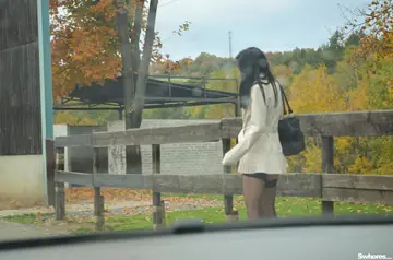 Slim European Brunette in Lingerie Gets Fucked Doggy Style Outdoors