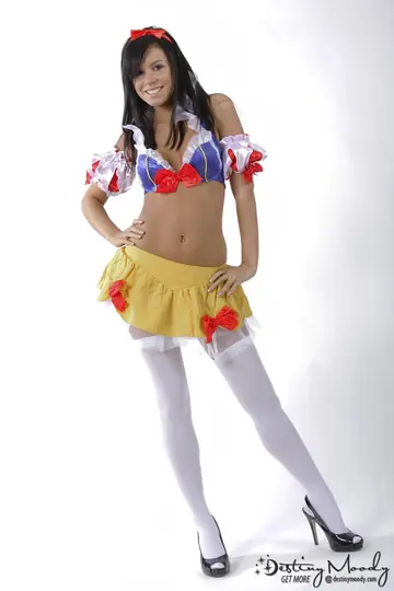 Thick Brunette with Big Tits Strips Out of Her Cosplay Stockings