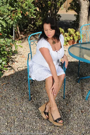 Angelica Sin – Brunette MILF in Lingerie Fingers Her Pussy Outdoors