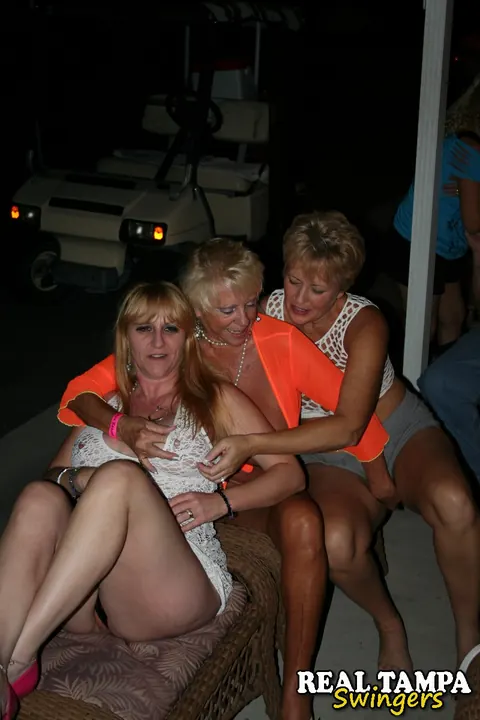 Kay Kummingz: Tall Blonde MILF with Big Tits Joins Group and Spreads Her Pussy – photo 5 of 20