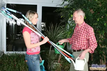 Blonde Sucks Cock and Gets Fucked in the Garden