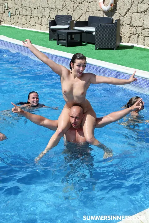 Alexis Cherry: Brunette MILF and Redhead Do Naked Yoga by the Pool – photo 20 of 20