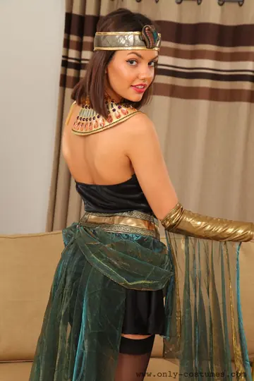 Abigail B – Busty European Brunette Strips Out of Her Costume Dress in Stockings