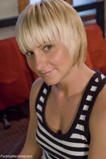 Blonde with Short Hair Spreads in Bondage Restraints