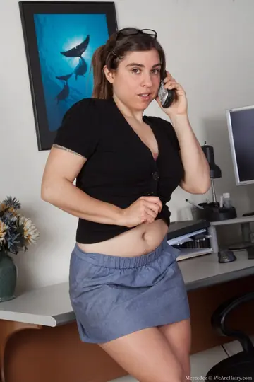 Busty Brunette Spreads Her Hairy Pussy and Shows Her Bush