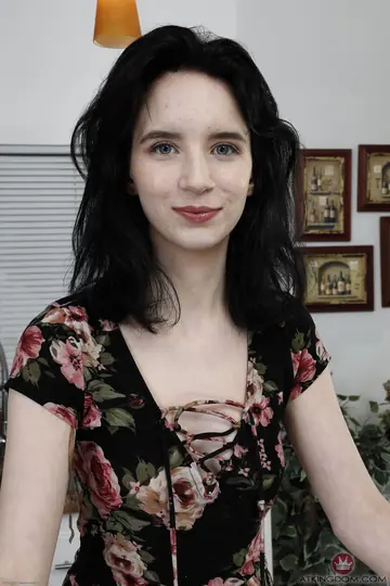 Pale Slim Brunette Spreads Her Big Ass and Shaved Pussy