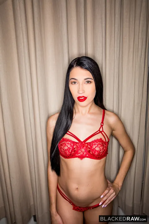 Alex Coal: Slim Brunette in Lingerie, Heels, and Shorts Sucks and Fucks Two Black Men – photo 3 of 20