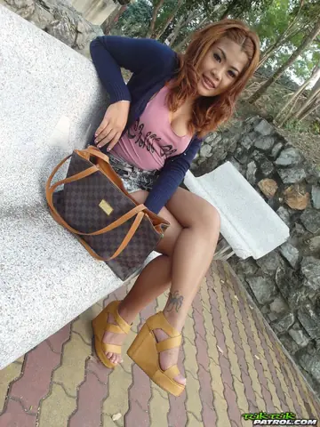 Thai Woman with Big Tits Shows Her Trimmed Pussy Outdoors Before Sex