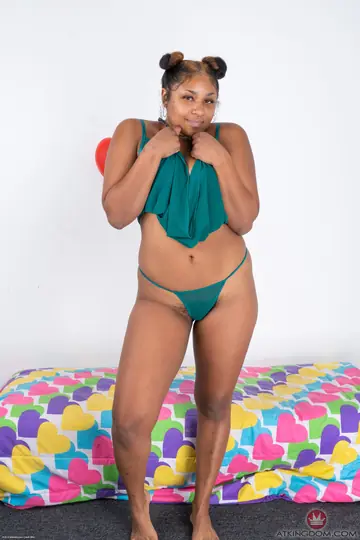 Ebony Woman Strips and Shows Her Hairy Pussy and Big Tits