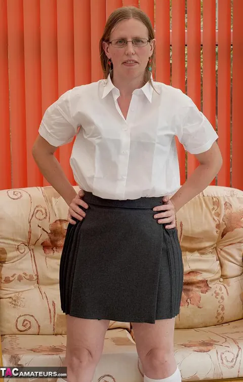 BBW MILF in Uniform Spreads Outdoors – photo 1 of 19