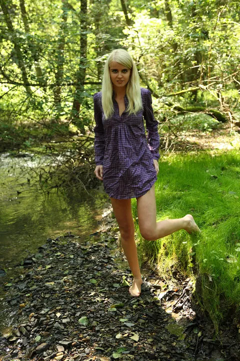 Blonde Masturbates and Spreads Outdoors – photo 1 of 15