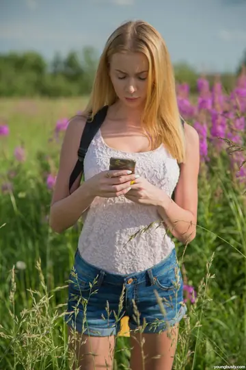 Blonde Gives a Blowjob and Gets Fucked Outdoors Until He Cums on Her Ass