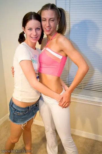 Skinny and Thick Lesbians in Pigtails Kiss and Eat Pussy