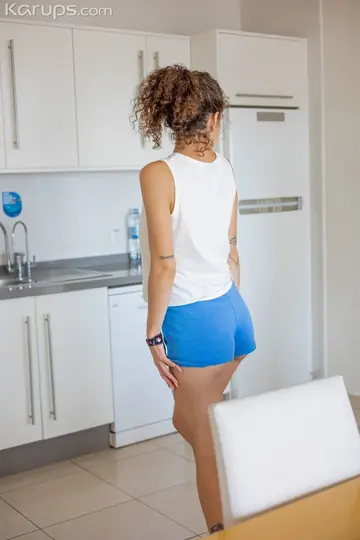 Slim European Brunette Sucks and Fucks in the Kitchen