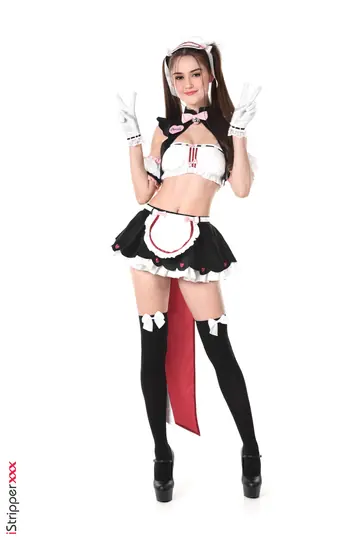 Sonya Blaze – Busty Brunette in French Maid Costume Teases and Uses a Dildo