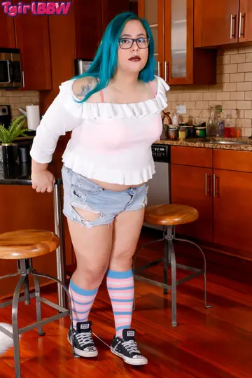 BBW Trans Woman Strips Out of Her Panties and Poses Nude