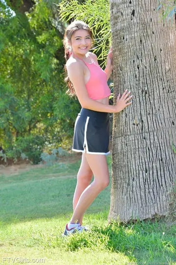 Adria Rae – Petite Curly Brunette Masturbates and Spreads at the Golf Course