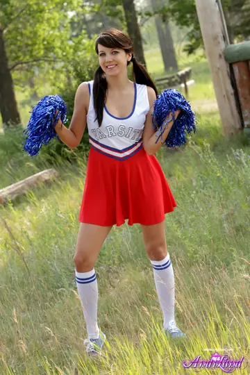 Andi Land – Skinny Brunette Lifts Her Skirt and Exposes Her Pussy in the Forest