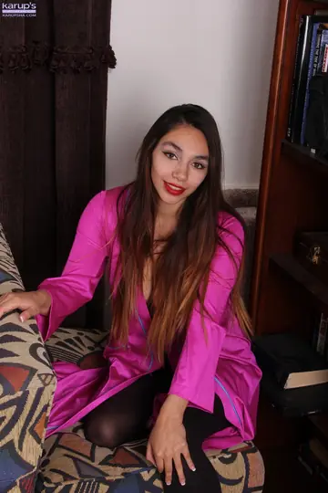 Victoria Marie – Petite Hairy Latina in Stockings Toys Her Pussy with a Dildo