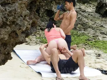 Megumi Haruka – Busty Japanese Brunette Takes Anal and a Creampie on the Beach
