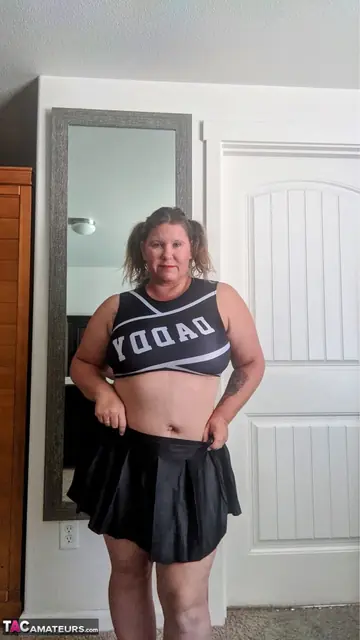 Mature Blonde BBW in Uniform Spreads Her Pussy for Partner