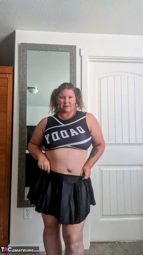 Busty Kris Ann: Mature Blonde BBW in Uniform Spreads Her Pussy for Partner – photo 1 of 16