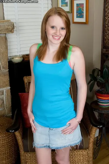 Pale Redhead with Natural Tits Fingers Her Pussy