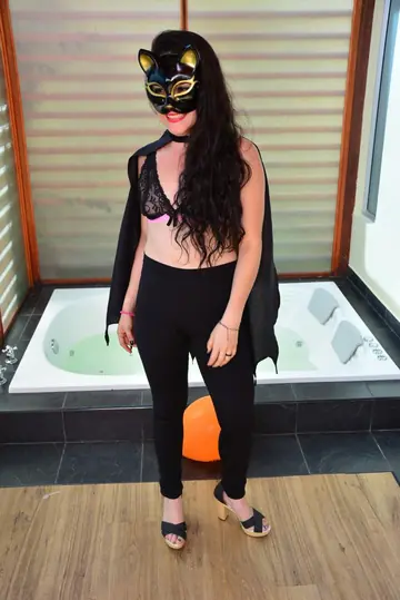Yenny Contreras – Colombian Latina in Costume and Glasses Poses Nude