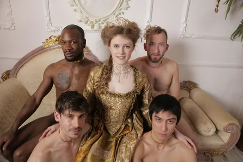 Lucy Huxley: Redhead with Big Tits Spreads Her Pussy in Cosplay on the Sofa – photo 14 of 20