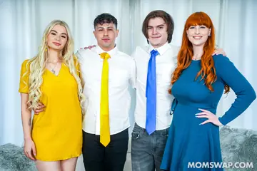 Alex Harper – Busty Blonde and Brunette MILFs Swap Partners in Stockings Foursome
