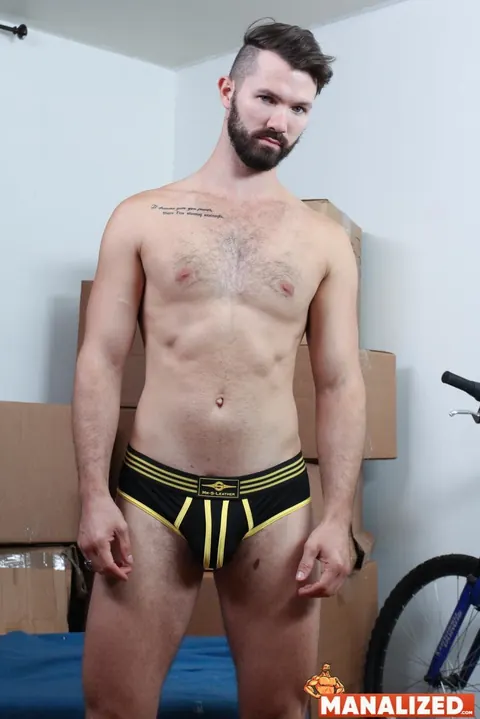Two Athletic Hairy Men Kiss and Fuck with a Dildo – photo 14 of 20
