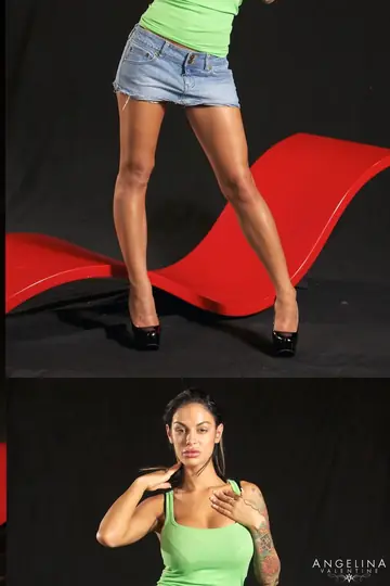 Angelina Valentine – Latina MILF with Enhanced Tits Kisses Brunette