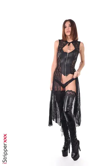 Woman in Leather Boots Masturbates with a Butt Plug and Dildo