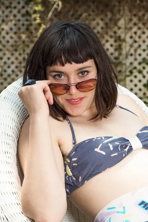Pale Hairy MILF Spreads Outdoors in a Bikini – photo 1 of 21