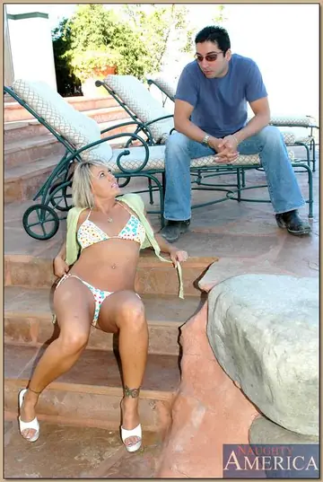 Chennin Blanc – Busty Blonde MILF in a Bikini and Heels Takes Anal and a Facial