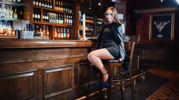 European Brunette in Heels Sucks and Rides at an Open Bar