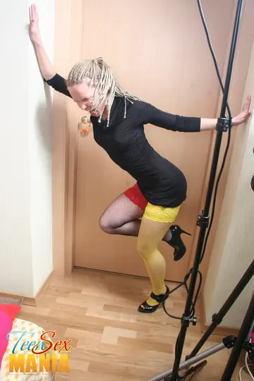 Lara Page – European Blonde in Stockings Rides Him Cowgirl Style