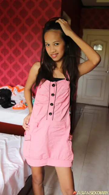 Slim Filipina Brunette in a Skirt Takes a Facial