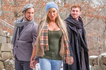 Busty Trans Woman Strips Out of Her Jeans Outdoors