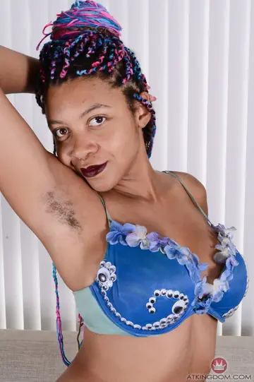Oya – Ebony Brunette with Natural Tits, Hairy Pussy and Tattoos Poses Nude