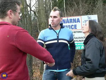 Mature European Woman Sucks Cock Outdoors Until He Cums