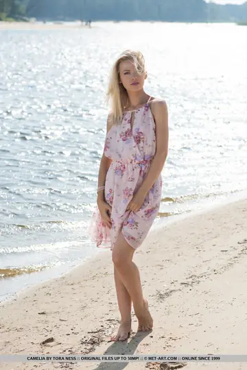 Skinny Blonde PAWG Strips Out of Her Dress and Panties on the Beach