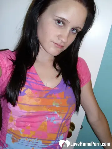 Brunette Poses Nude and Displays Her Natural Tits and Ass