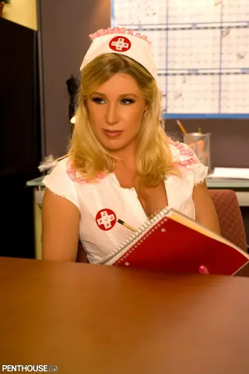Allison Pierce – Blonde Nurse in Uniform Sucks Cock and Takes Anal Doggy Style