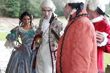 Emily B – Busty Brunette MILF in Costume Gives a Blowjob and Titjob Before Sex