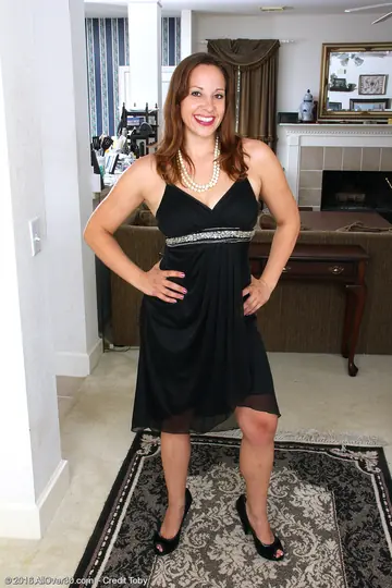 Cassandra Johnson – Thick Brunette MILF Strips Out of Her Dress and Panties to Finger Herself