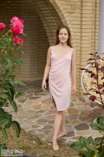 Brunette Undresses Outdoors and Spreads Her Shaved Pussy