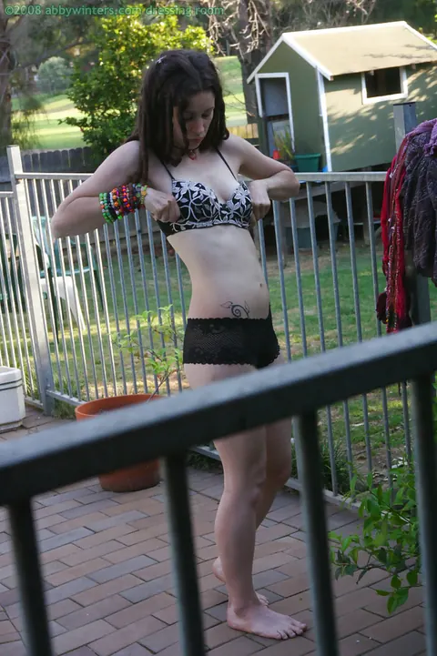 Brunette PAWG Masturbates in Lingerie Outdoors – photo 7 of 16