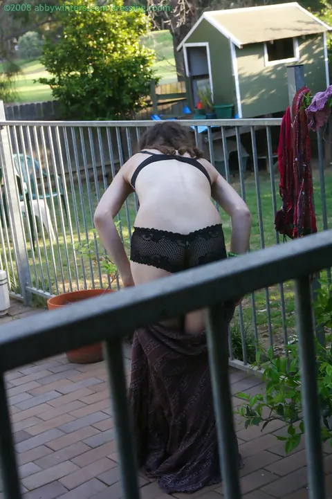 Brunette PAWG Masturbates in Lingerie Outdoors – photo 9 of 16